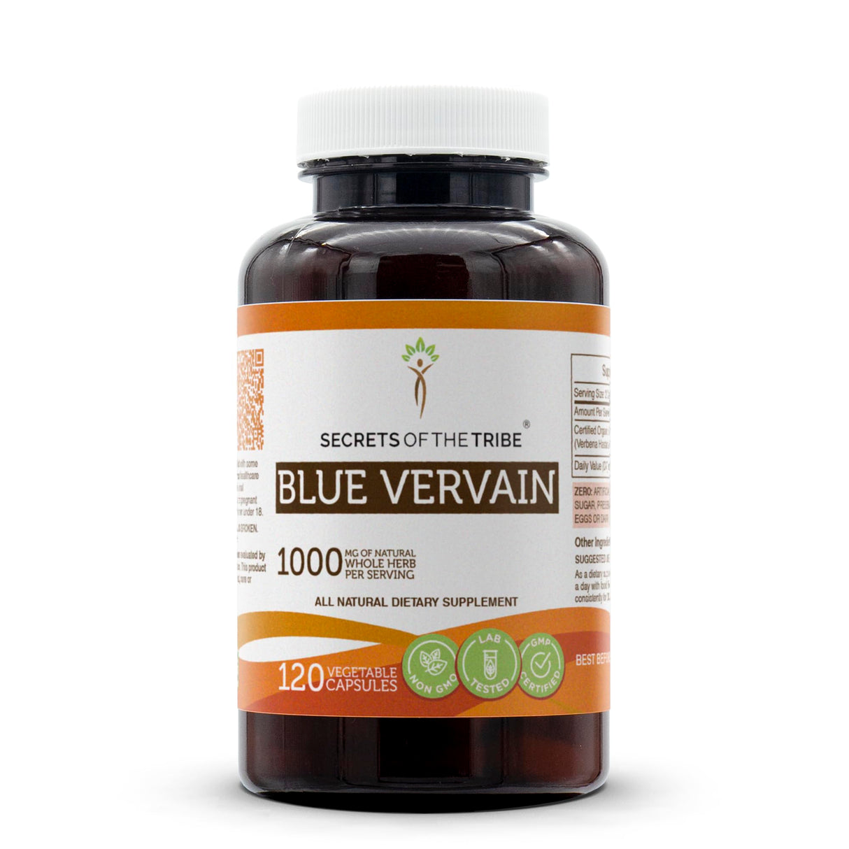 Secrets of the Tribe Blue Vervain 120 Capsules, 1000 mg, Blue Vervain (Verbena Hastata) Dried Herb (120 Capsules)