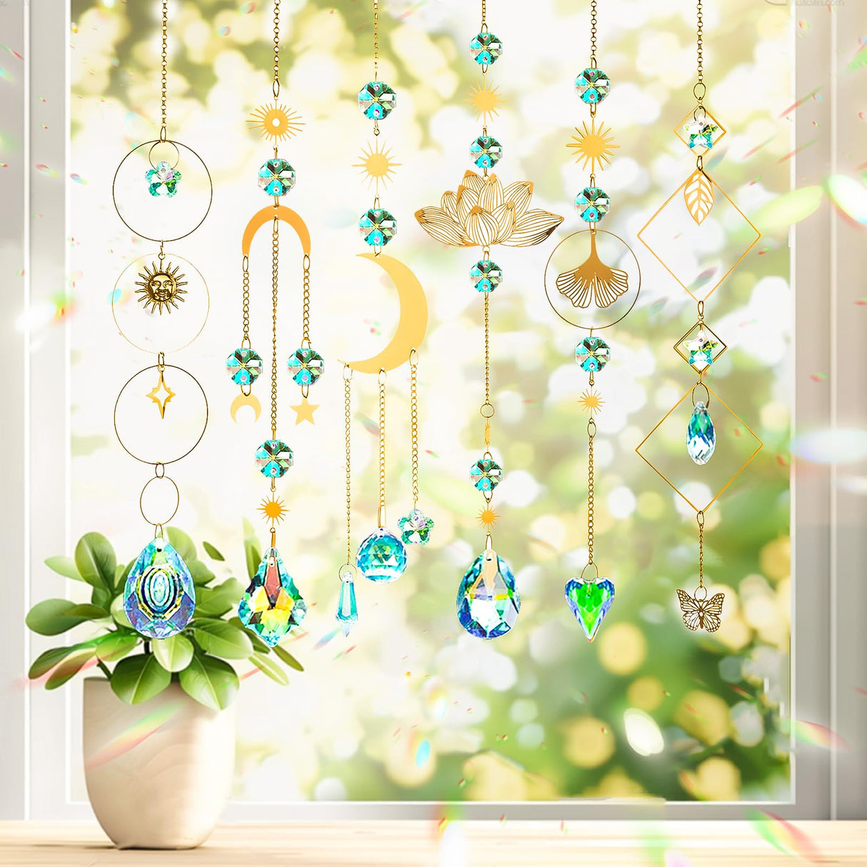 HAPGFS DIY Suncatcher Kit, 402pcs Sun Catchers Making Supplies, Art and Crafts Rainbow Maker for Adults Hanging Prism Sun Catcher with Crystals Indoor Outdoor Garden Party Decor