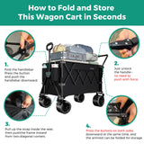 SUNNYFEEL 550LBS Push Pull Foldable Wagon with Tailgate & Big Wheels