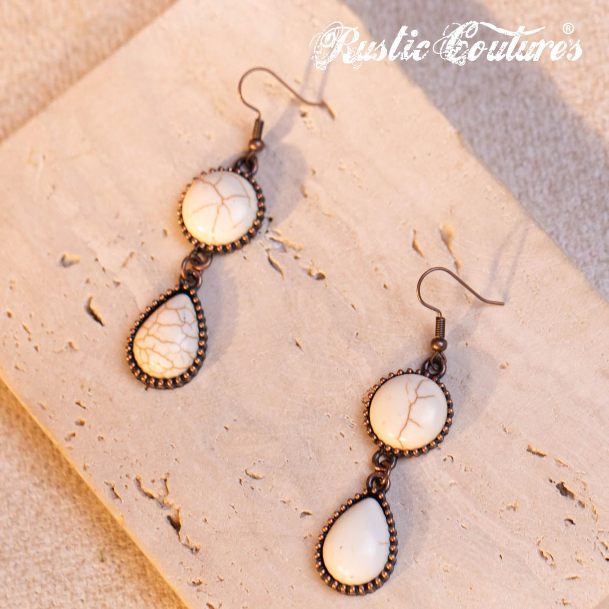 Montana West Women White Stone Y Drop Necklace & Dangle Earring Jewelry Set