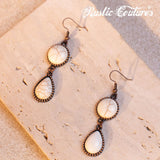 Montana West Women White Stone Y Drop Necklace & Dangle Earring Jewelry Set