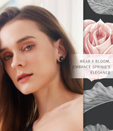 Black Gold Plated Sterling Silver Rose Flower Earring Studs, Hypoallergenic & Nickel Free Earrings for Women(9mm)
