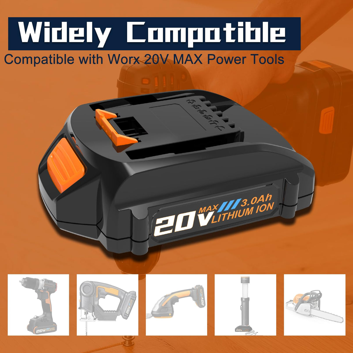 Koedsion 2Pack 3000mAh Battery Replacement for Worx PowerShare 20V Batteries WA3520 WA3525 WA3575 WA3669 WG151s WG155s WG251s WG255s WG540s WG545s WG890 WG891