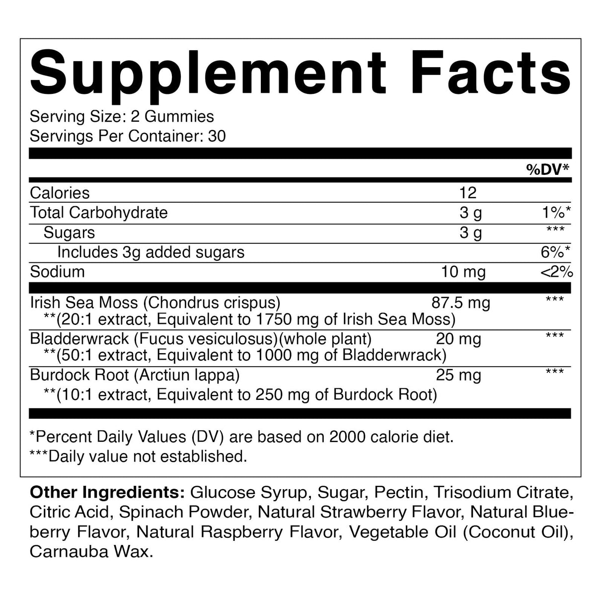 Vitamatic 3 Pack Irish Sea Moss Gummies- 3000mg Equivalent Per Serving (from Extract 132.5 mg) - 60 Ct - Made with Bladderwrack & Burdock Root - Seamoss Supplement for Thyroid, Energy, Immune Support