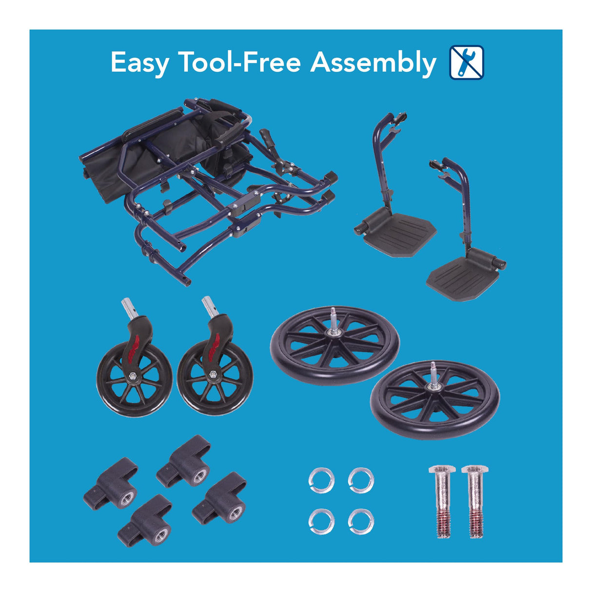 Carex Transport Wheelchair With 19 inch Seat, Folding Transport Chair with Foot Rests, Foldable Lightweight Wheelchair Foldable for Storage and Travel