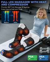 Musugy Leg Massager with Heat and Compression : Sequential Compression Boots with 6 Modes,9 Intensity and 3 Heat for Circulation and Pain Relief - Christmas Birthday for Mom, Dad, Athletes, Gym
