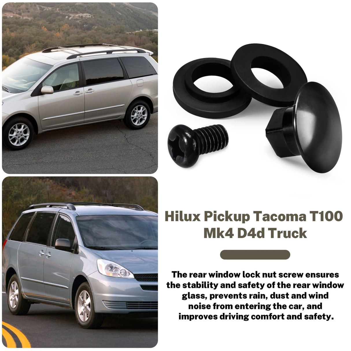 Rear Window Latch Bolt Nut Screw Cab Glass Fits 2003-17 Sienna GSL ASL - 1 Set