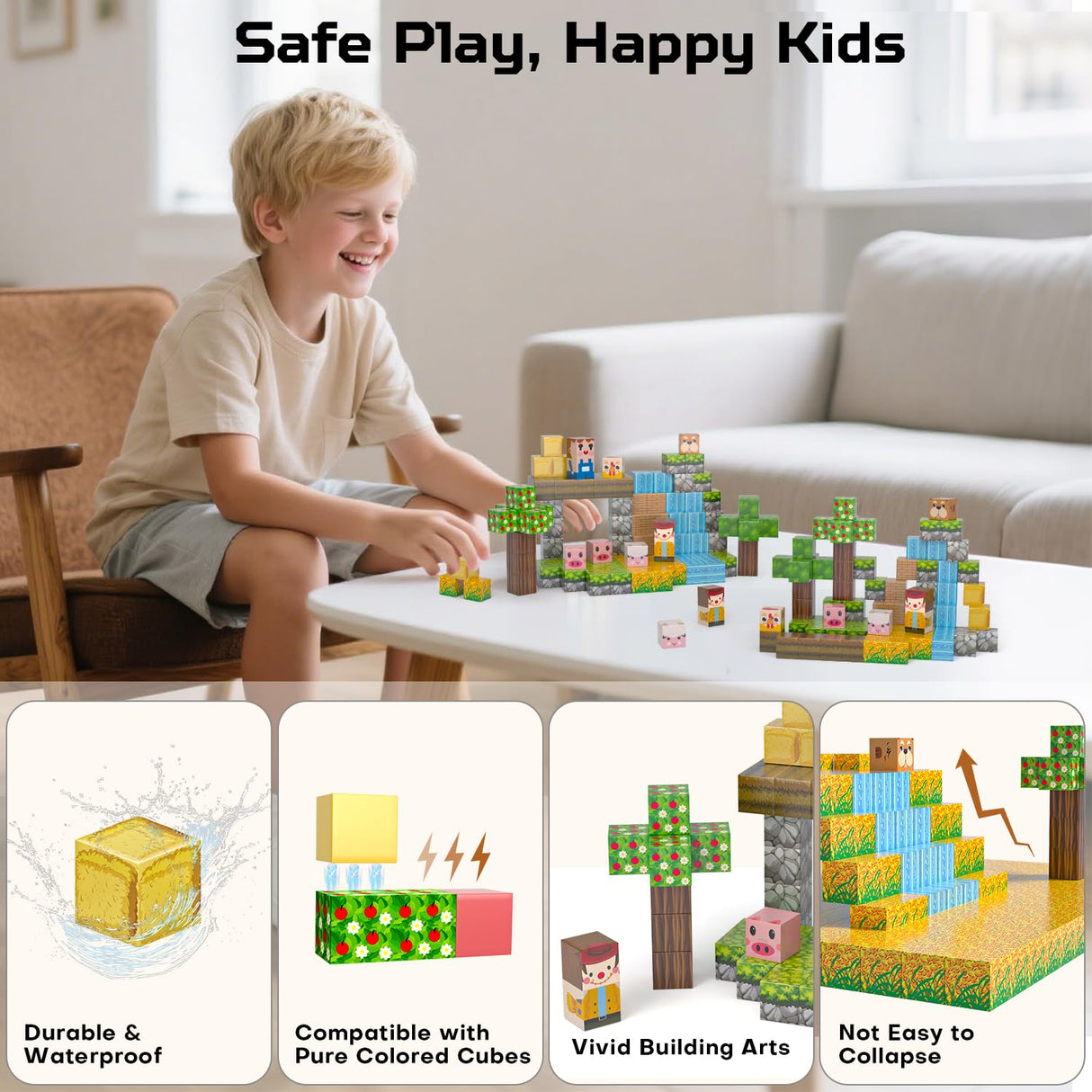 Kryzomat Magnetic Blocks, 100PCS 0.8" Magnetic Building Blocks, Magnet Cubes for Kids, STEM Sensory Toys for Toddlers Boys Girls Ages 3-12 Years Old Christmas Birthday Gifts