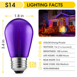 Meconard 24 Pack S14 Purple and Orange Light Bulbs for Halloween Decoration