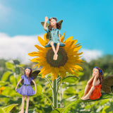 6 Miniature Fairy Figurines for Garden Outdoor, Resin Fairies with Sticks
