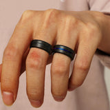 EIELO 16Pcs Stainless Steel Band Rings for Men Cool Black Golden Silvery Plated Rings Comfort Fit Fidget Spinning Chain Ring Fashion Simple Mens Wedding Engagement Ring Set 10