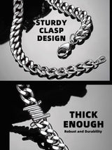 Bestyle Stainless Steel Barbed Wire Bracelets 9mm Thick Heavy Men Hand Chain Unisex Silver Cuban Chain Bracelet Punk Gothic Bracelets for Men Women