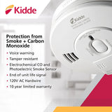 Kidde Smoke & Carbon Monoxide Detector, Hardwired Interconnect, Combination Smoke & CO Alarm with Battery Backup, Voice Alerts, 2 Pack