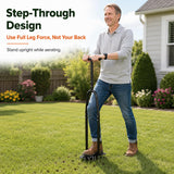 eWonLife Lawn Aerator Tool with Step-Through Pedal, 15-Spike Manual Aerator