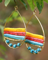 Akitai Boho Teardrop Multicolor Earrings Silver and Gold Plated with Colorful Varieties - Handmade Bohemian Turquoise Jewelry for Women and Beach Earrings For Women Vacation (Gold)
