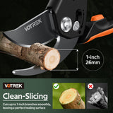 VOTREK® Pruning Shears, Patented Stepless Handle Opening for All Hand Size