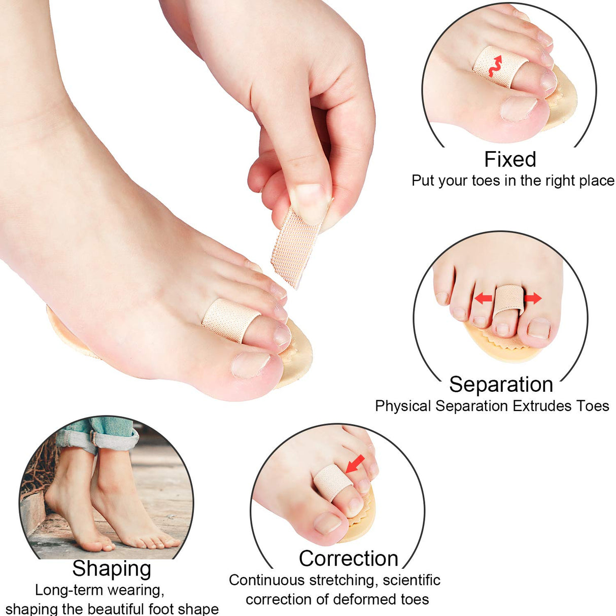 BBTO 4 Pcs Budin Toe Splint Hammer Toe Straightener Support for Men Women