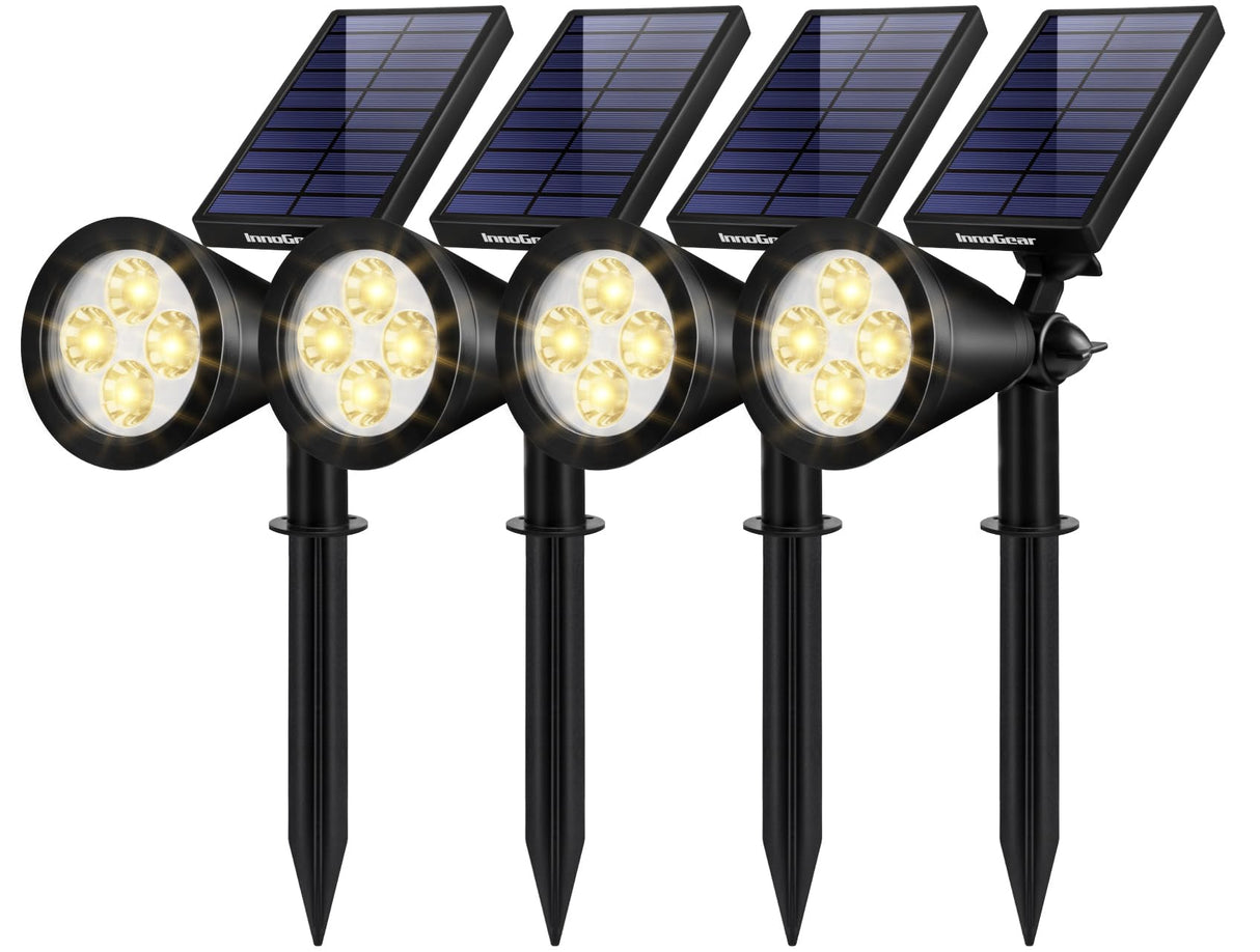 InnoGear Solar Lights Outdoor Waterproof Solar Garden Light for Outside Yard Landscape Lighting Pathway Spot Lights Spotlight Wall Light Auto On/Off, Pack of 4 (Warm White)