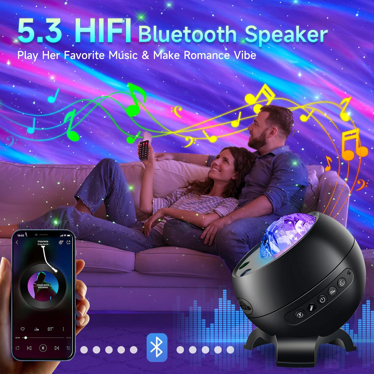 Northern Galaxy Light Projector, 300+Modes & 5 Films Star Projector, 15 White Noise & Bluetooth Northern Lights Projector,Moon Light Projector, Teen Girl Gifts Trendy Stuff, Consumer Electronics.