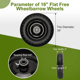 Pontuss Upgraded 16" Flat Free Wheelbarrow Wheels and Tires