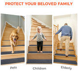 BAGAIL 15 Pack Non-Slip Stair Treads for Wooden Steps, 8"x30" Peel and Stick Carpet Stair Runners, Machine Washable Indoor Step Covers with No-Residue Adhesive for Dogs, Kids & Elderly - Dark Gray