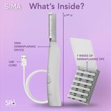 SPA SCIENCES - SIMA Patented Dermaplane Razor for Women Face – Painless 2-in-1 Facial Exfoliation & Peach Fuzz Hair Removal – Anti-Aging – 3 Speeds – Rechargeable – 7 Weeks Treatment