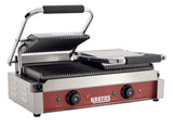 Kratos Commercial Electric Panini Sandwich Grill with Grooved Plates, 18.7" x 9" Cooking Surface, Commercial Countertop Panini Press, 120V, 3500W (29Y-023)
