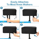 Knee Scooter Cushion Cover - Soft and Comfortable Knee Scooter Pad with Removable 2'' Thick Memory Foam Cushion, Black