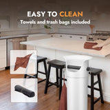 CURTA Espresso Coffee Knock Box with Garbage Bags(30Pcs), Commercial Knock Box for Coffee Grounds, Coffee Shop Kitchen Bar, White, Extra Large Collection Dump Bin