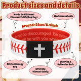 Landical 6/12 Pcs Softball Baseball Bible Verse Bracelets with NFC Technology for Women Men Teen Team Religious Christian Scripture Bracelet Tap-to-read with Phone Baptism Gift(12 Pcs,White,Baseball)