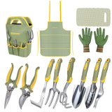 iHansee Green Garden Tools Set 12-Piece, Gardening Gifts for Women Men