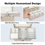 Dajasan Jewelry Box Organizer, Jewelry Boxes for Women Girls, 3 Layers Jewelry Gift Box for Christmas, Valentine's Day, Birthday, Mother's Day (Champagne)