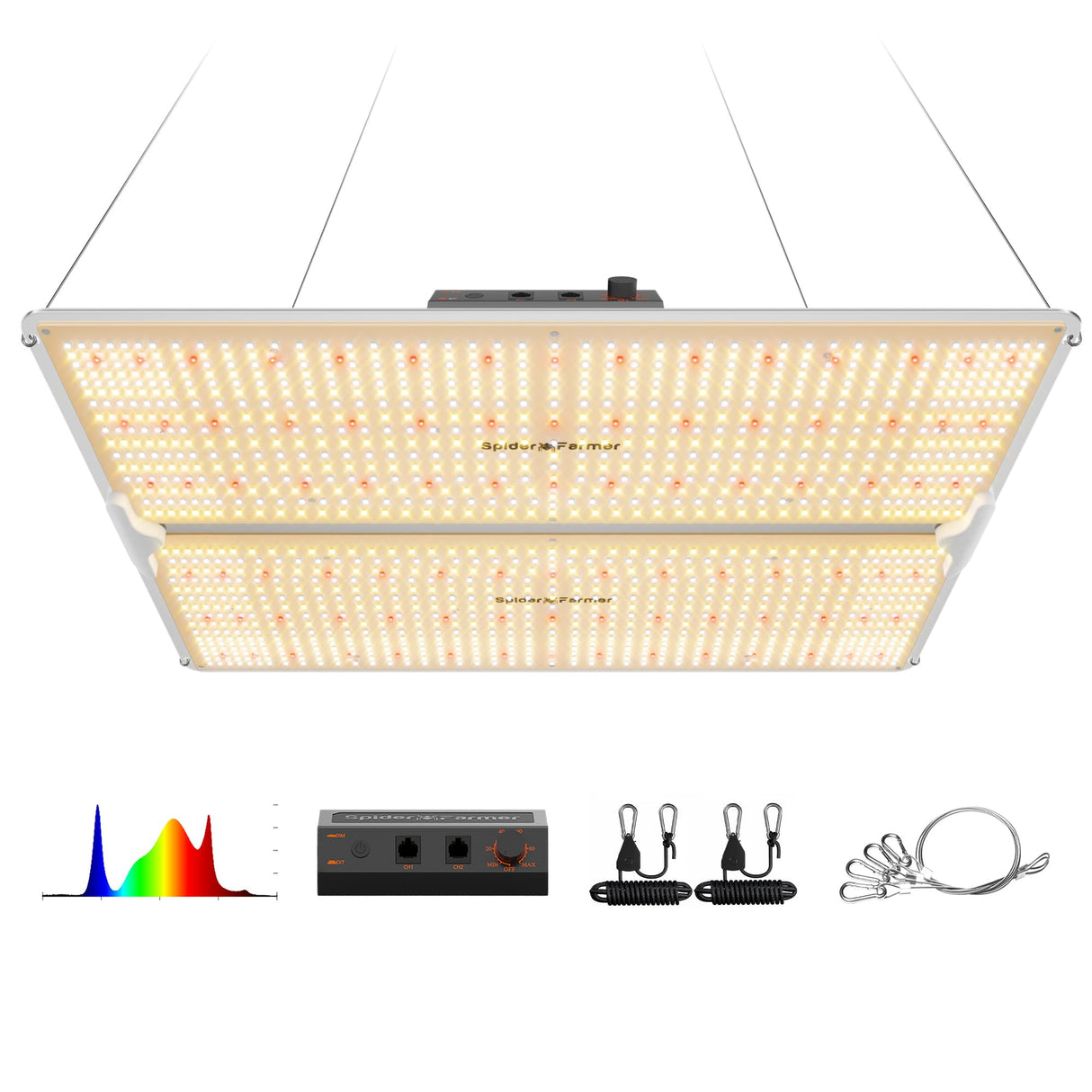 Spider Farmer SF4000 450W LED Grow Light for Indoor Plants, Upgraded High Efficiency LEDs, Dimmable Full Spectrum High PPFD, Deep Penetration for Seed Starting/Vegetables/Bloom in 4x4 Grow Tent