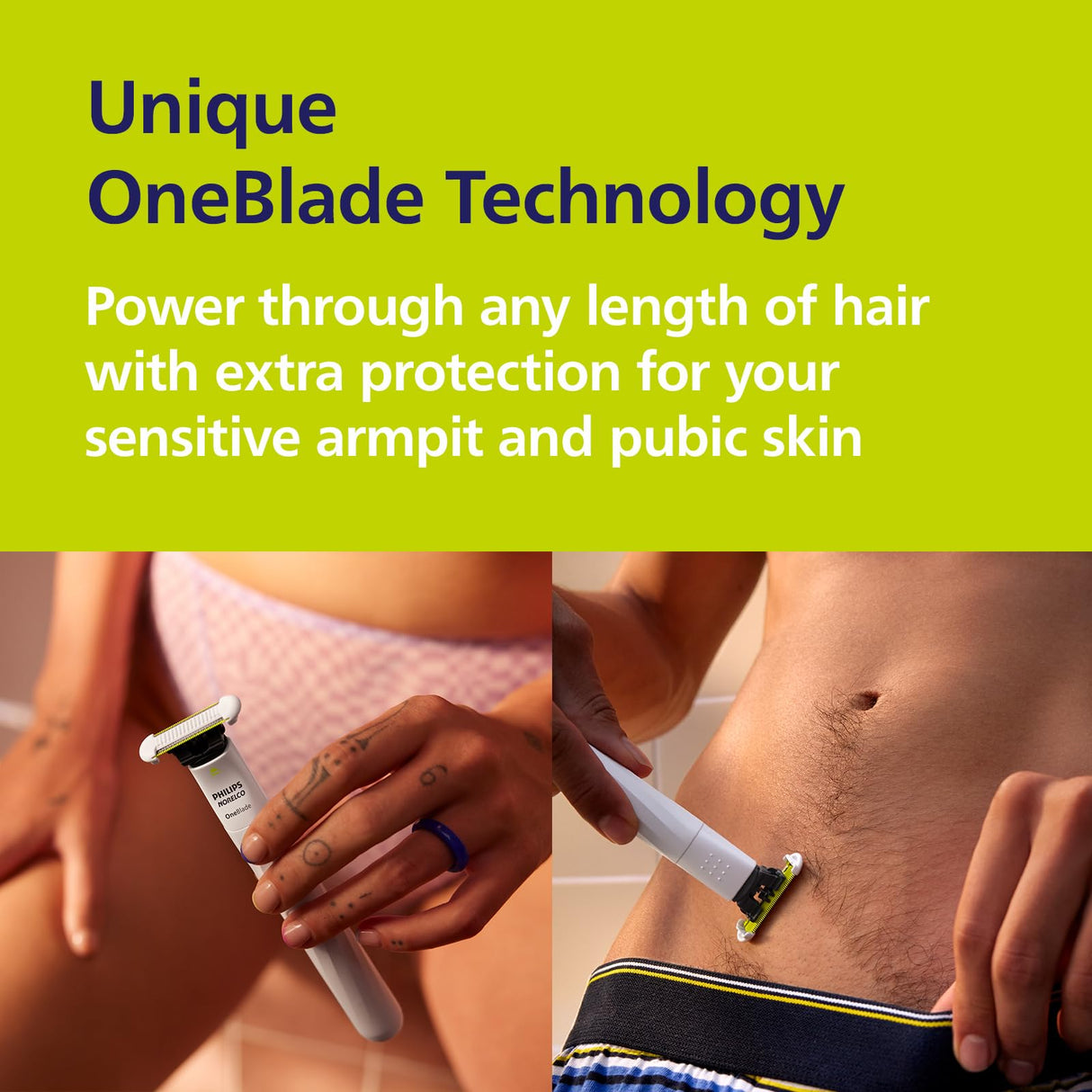 Philips Norelco OneBlade Intimate, Designed for Pubic Grooming, Trim & Shave with Extra Skin Protection, Waterproof, Model QP1924/70