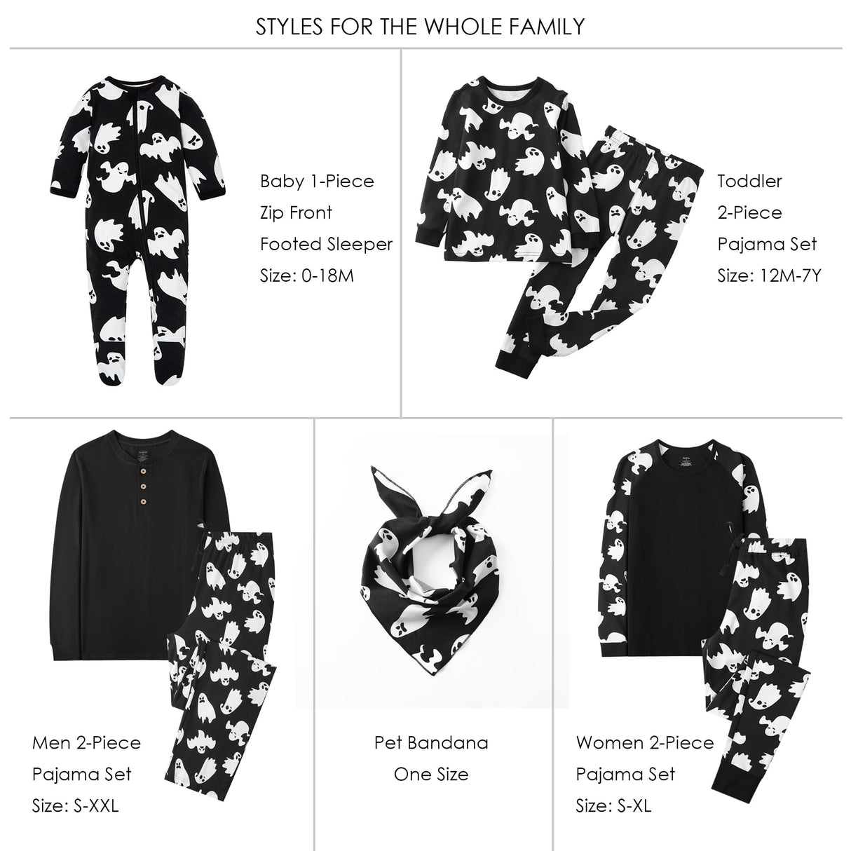 Owlivia Christmas Halloween Pajamas For Family, Organic Cotton Holiday Pjs Matching Sets(2-Piece Women Pjs, Medium, Halloween Ghosts)