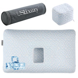 USlixury Piercing Pillow - Large Ear Piercing Pillow with Foam Plug, 4''H Ear Pilow with 5.1*3.2 and Off Center Earr Hole, Soft CertiPUR-US Memory Foam Pirecing Pilow for Side Sleepers, Cooling Sleep