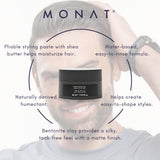 MONAT Matte Styling Clay for Men - Water and Clay-Based Hair Paste to Create Thicker-Looking Hair, Easy-to-Shape Net Wt. 45 ml / 1.52 fl. oz.