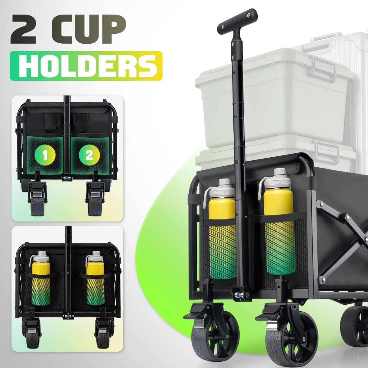 360LBS Collapsible Wagon Cart Foldable Heavy Duty, Shopping Cart with Brake