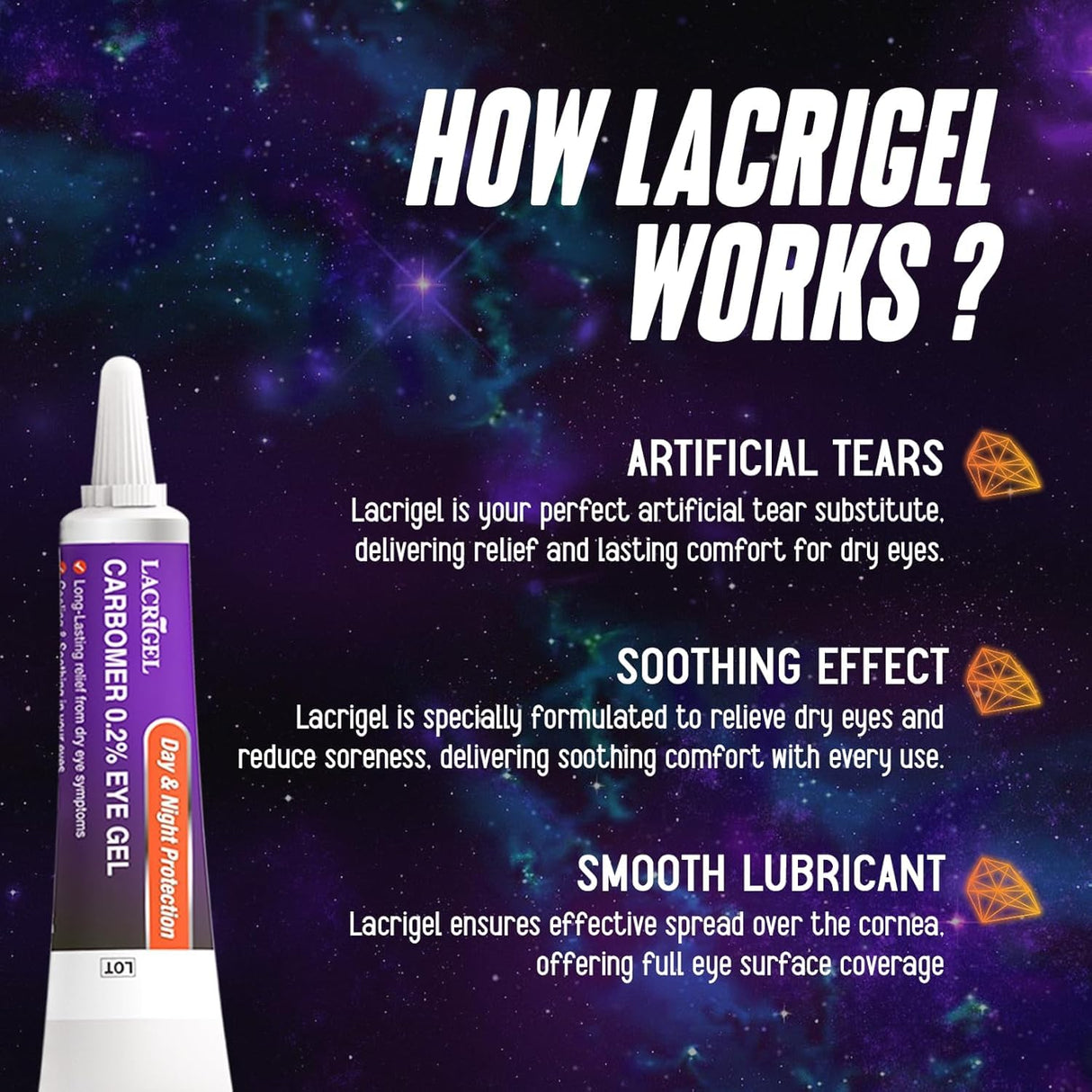 Lacrigel CARBOMER 0.2% - Eye Gel for Dry, Tired, and Red Eyes - Soothes Irritation, Reduces Soreness - 24x7 Day and Night Protection - Safe and Premium Formulation - Sterile Pack of 10g (Pack 3)