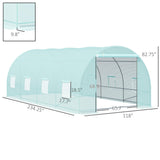Outsunny 20' x 10' x 7' Walk-in Tunnel Greenhouse with Zippered Door & 8 Mesh Windows, Large Garden Green House Kit, Galvanized Steel Frame, Green