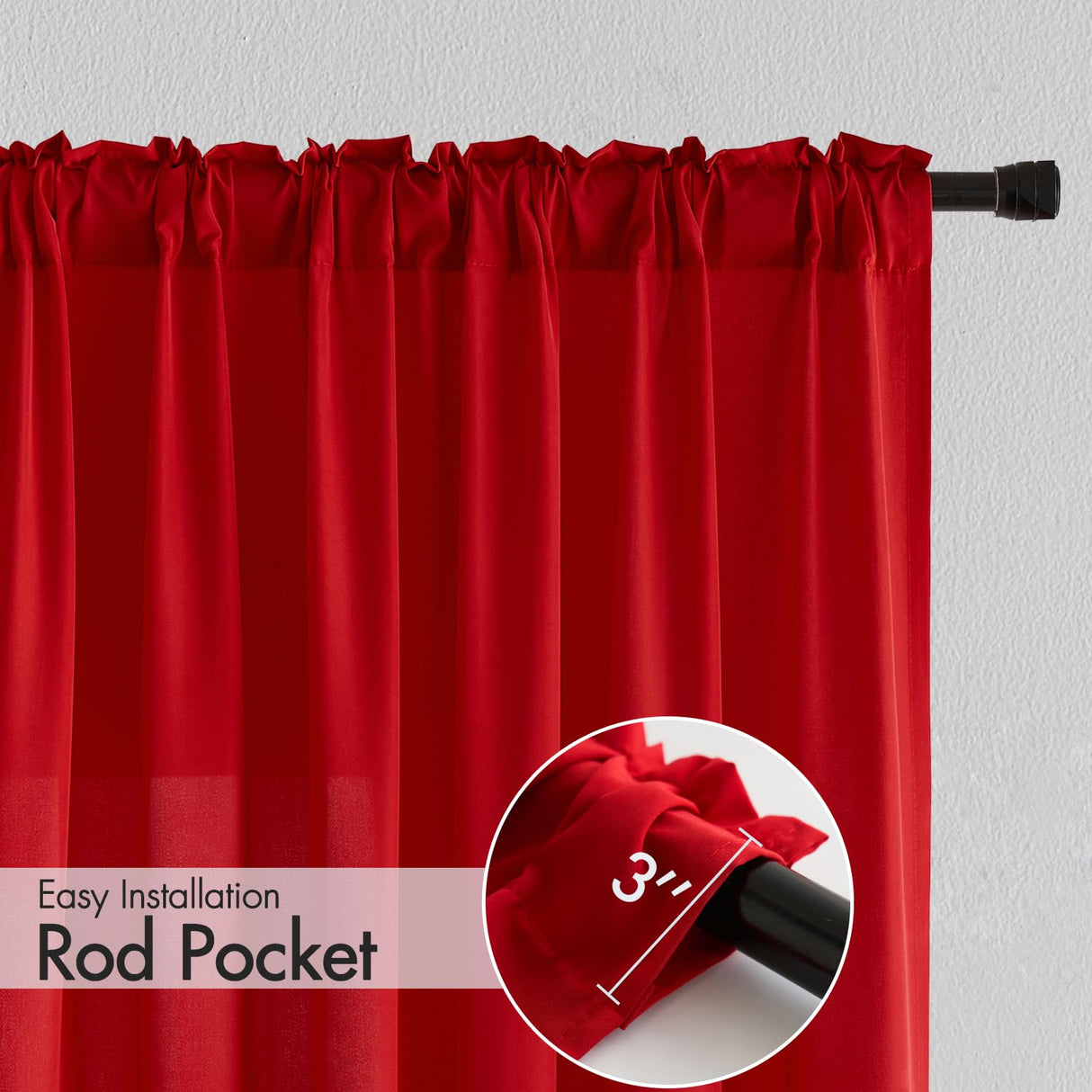 MIULEE Red Privacy Sheer Curtains That Let Light in 84 Inches Long Non-See-Through Semi Sheer Curtain Light Filtering Window Curtains Christmas Drapes for Living Room Bedroom 2 Panels Set