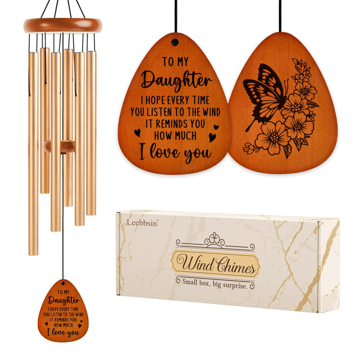 Gifts for Daughter, Daughter Gift Wind Chimes, Birthday Gift for Daughter from Mom Dad, Love Reminder Gifts for Birthday Wedding Thanksgiving Christmas Mother's Day-Large 36''