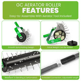 Manual Lawn Aerator Roller Tool, Heavy-Duty Rolling Lawn Aerator, 42 Pre-Attached Steel Spikes, 57 Inch Adjustable Height, Fillable Weighted Drum, 2 Inch Soil Penetrator for Lawn, Garden & Yard Care