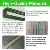 Bakulyor 100Pcs Green Landscape Staples 6 Inch Garden Artificial Turf Stakes Staples, 11 Gauge Lawn Galvanized Ground Fabric Pins for Weed Barrier Sod Decorations Holding Fence and Irrigation Tubing