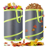Altdorff Resuable Leaf Bag 2 Pack, Collapsible Trash Can for Camping, Garden Waste Bag Pop Up, 120L Large Yard Waste Container with Drain Holes and Drawstrings for Windy Days