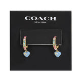 COACH Pave Enamel Heart Huggie Earrings Multi One Size