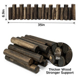 Wood Garden Edging, Natural Wooden Solid Log Fence Border Decorative for Flower Bed Barriers and Landscape Fencing, 6.9 in H x 3.0 ft L, 1.9 in Diameter (2PACK)