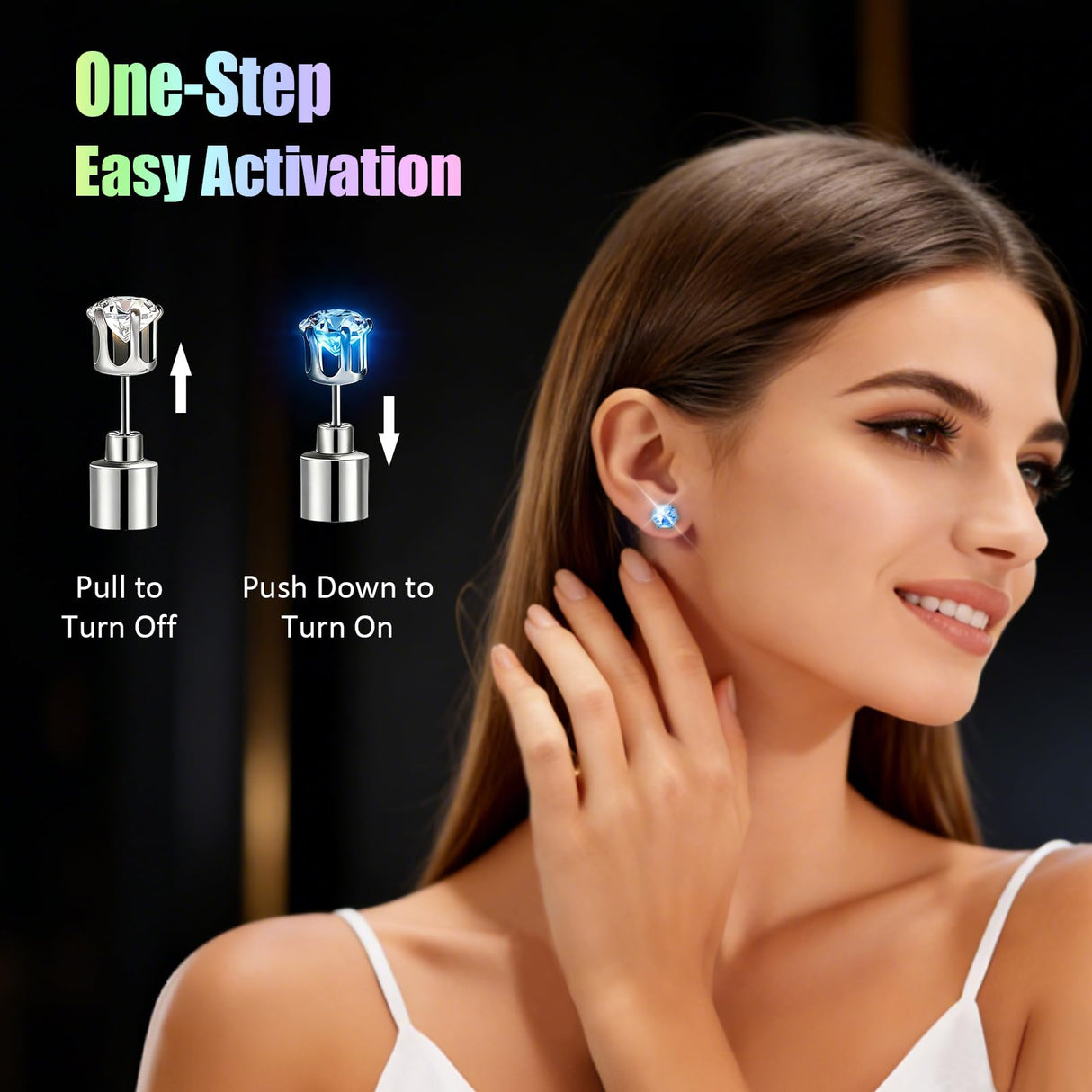 LED Light Up Earrings, LED Studs Earrings Party Flashing Blinking Stainless Steel Earring - 5 Pairs Glow Stud Earrings Halloween Christmas Gifts for Women Men Girlfriend Boyfriend, Mixed Color
