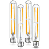 Sphoon Tubular Light Bulb 7.3 Inch Dimmable T10 LED Bulb E26 6W 60 Watts Edison Bulbs 2700K Solf White,185mm Long for Wall Sconces, Pendant, Livingroom, 4-Pack