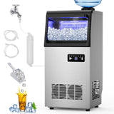 Commercial Ice Maker Machine 110 LBS/24H, 36 Ice Trays Freestanding & Undercounter Ice Machine Stainless Steel with 20 LBS Ice Storage Capacity, Ice Maker with Water Line and Filter, Dual Water Inlet
